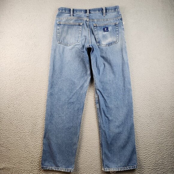 Mens 34x32 Straight Leg Natural Distressed Great Faded Ranch Wear Workwear Jeans - Picture 2 of 11